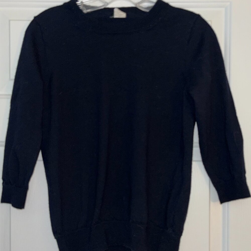 J Crew Women's Sweater 3/4 length sleeve Sz Med Navy